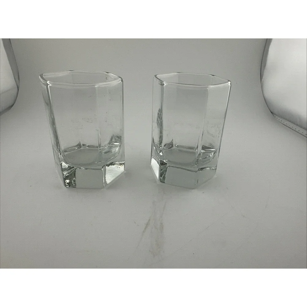 SET OF 2 ARCOROC OCTIME CLEAR SHOT GLASS DOUBLE OLD FASHIONED 1.5 OZ